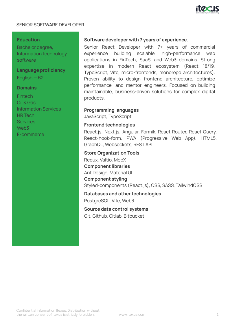 senior react developer